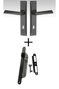 Prizma Aynalı Oda Kapı Kolu ve Sesiz Gömme Kilit Mat siyah